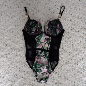 Victoria Secret Push Up One Piece Bomdshell Shine Teddy Tropical Lingerie Size S